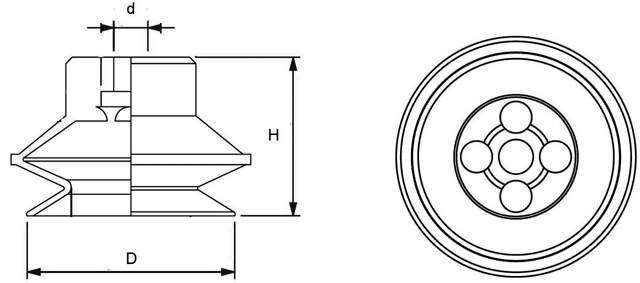1,5 Bellow Vacuum Cups Ø15-Ø52mm Convum Compatible